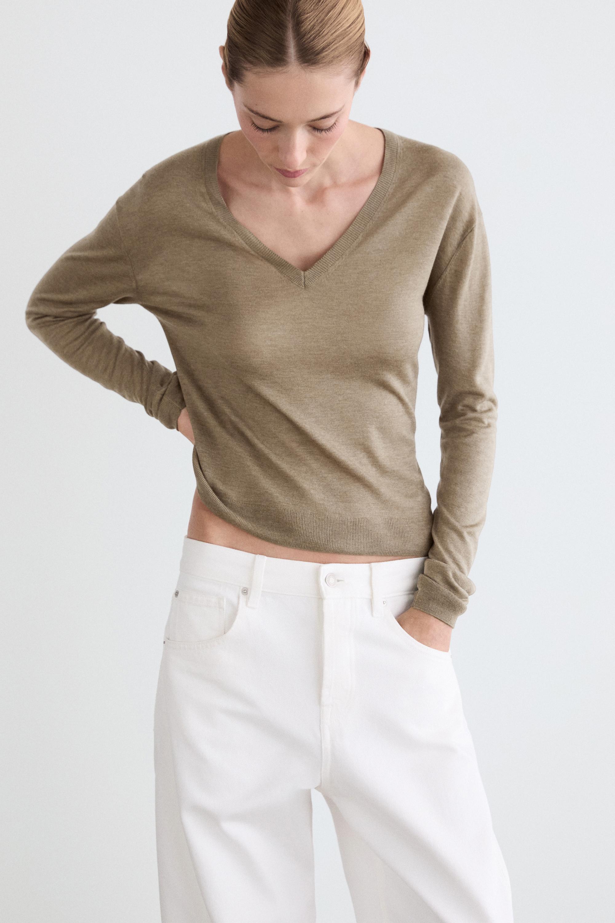 Silk and wool blend knit sweater