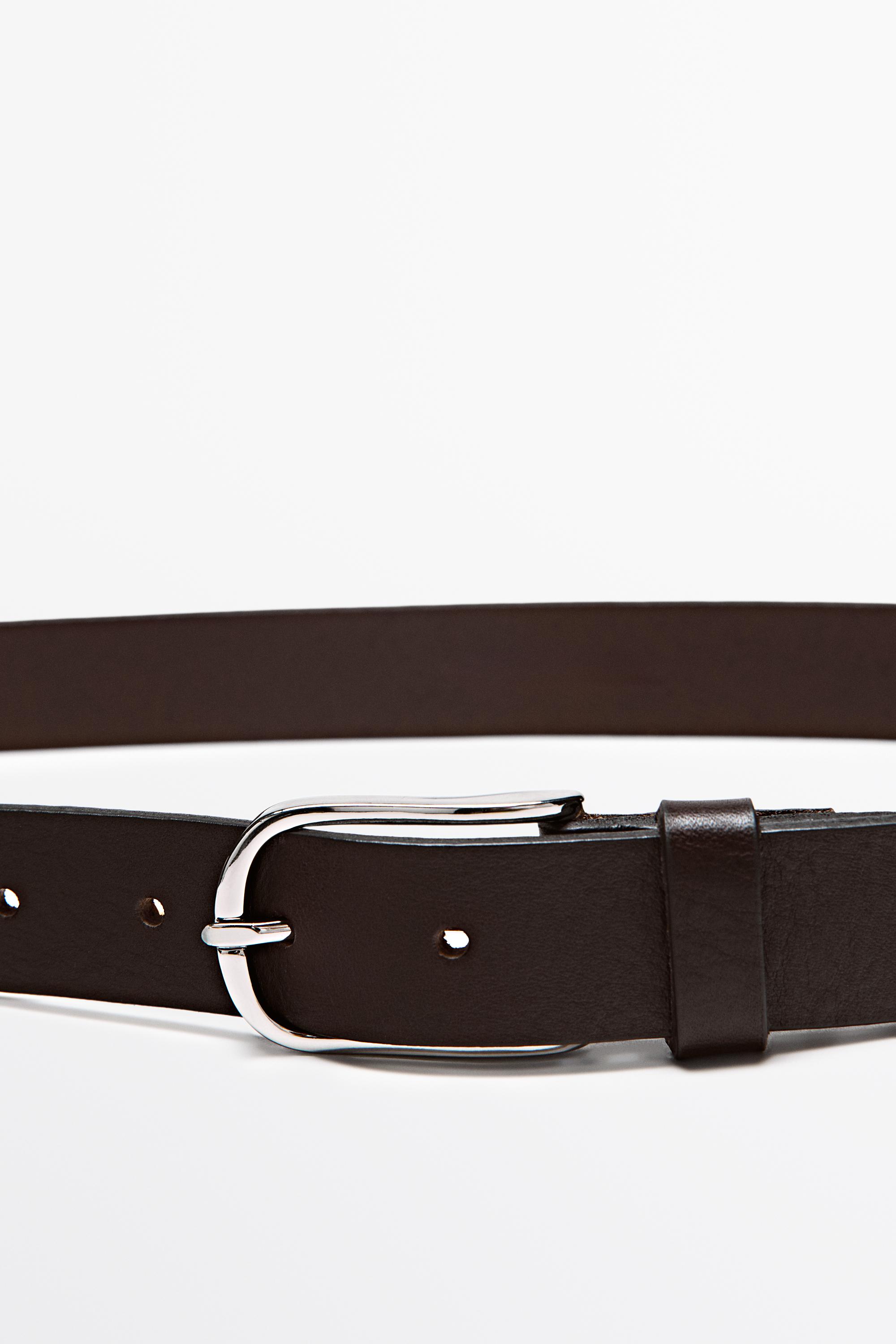 Nappa leather belt with oval buckle