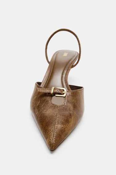 BUCKLED SLINGBACK SHOES - Brown by Zara