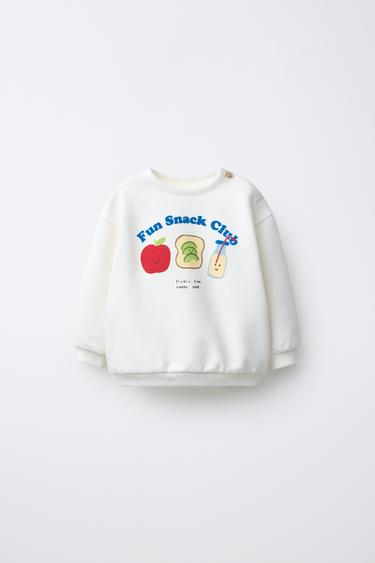 FLOCK PRINT SWEATSHIRT - Oyster-white by Zara