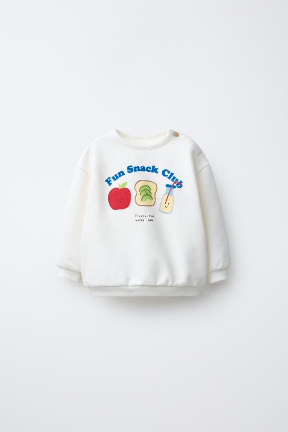 FLOCK PRINT SWEATSHIRT - Oyster-white by Zara - Image 0