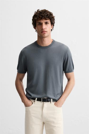 CAMISETA PUNTO MEZCLA VISCOSA - Plomo de Zara