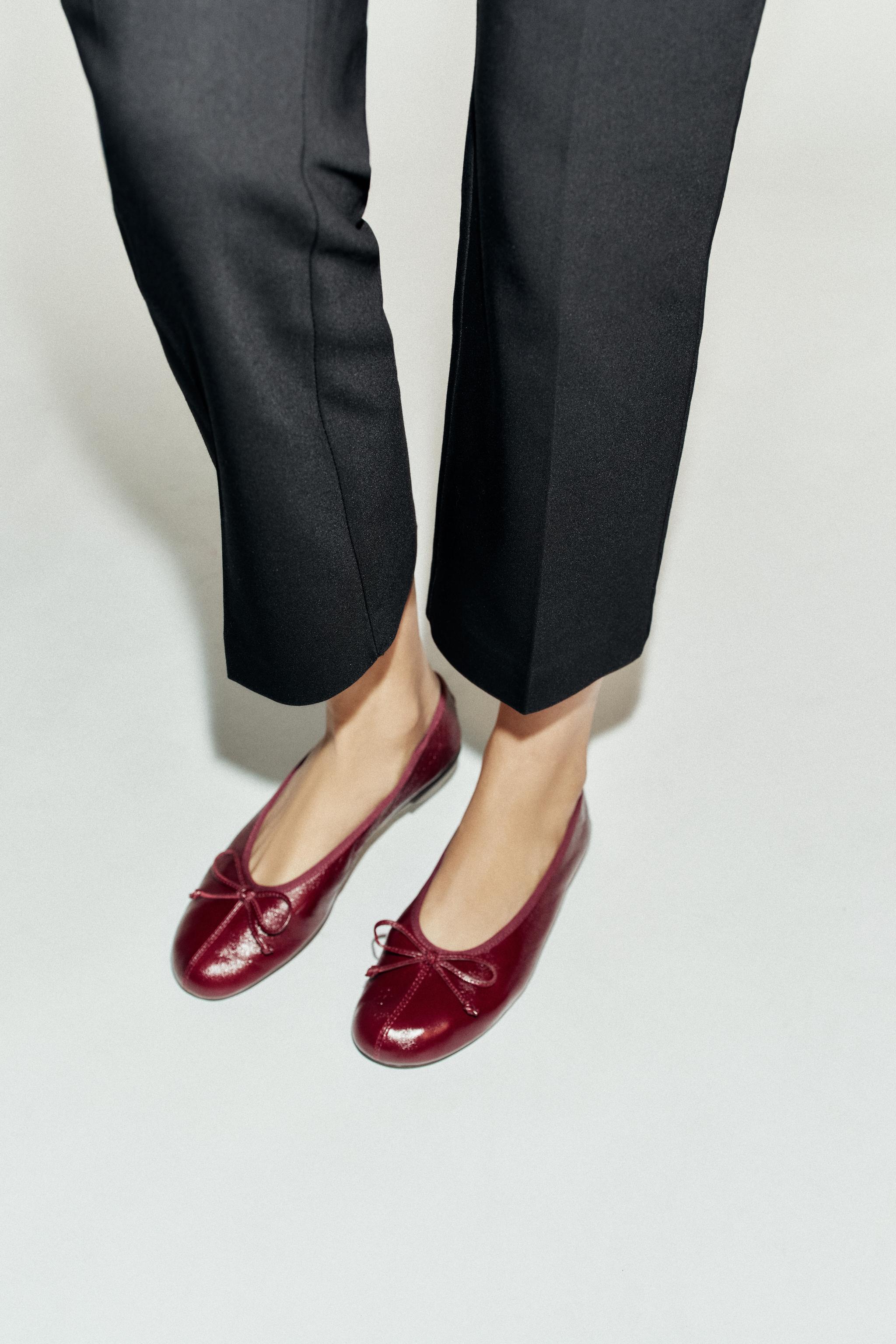 BALLERINE PLATE EN CUIR AVEC NŒUD