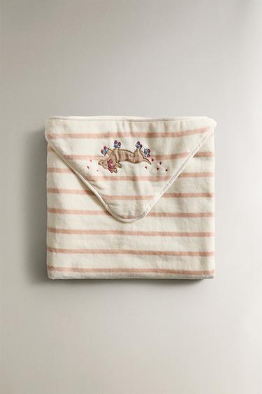 CHILDREN'S HOODED SKATER DOG BATH TOWEL - Pink / White by Zara - Image 3