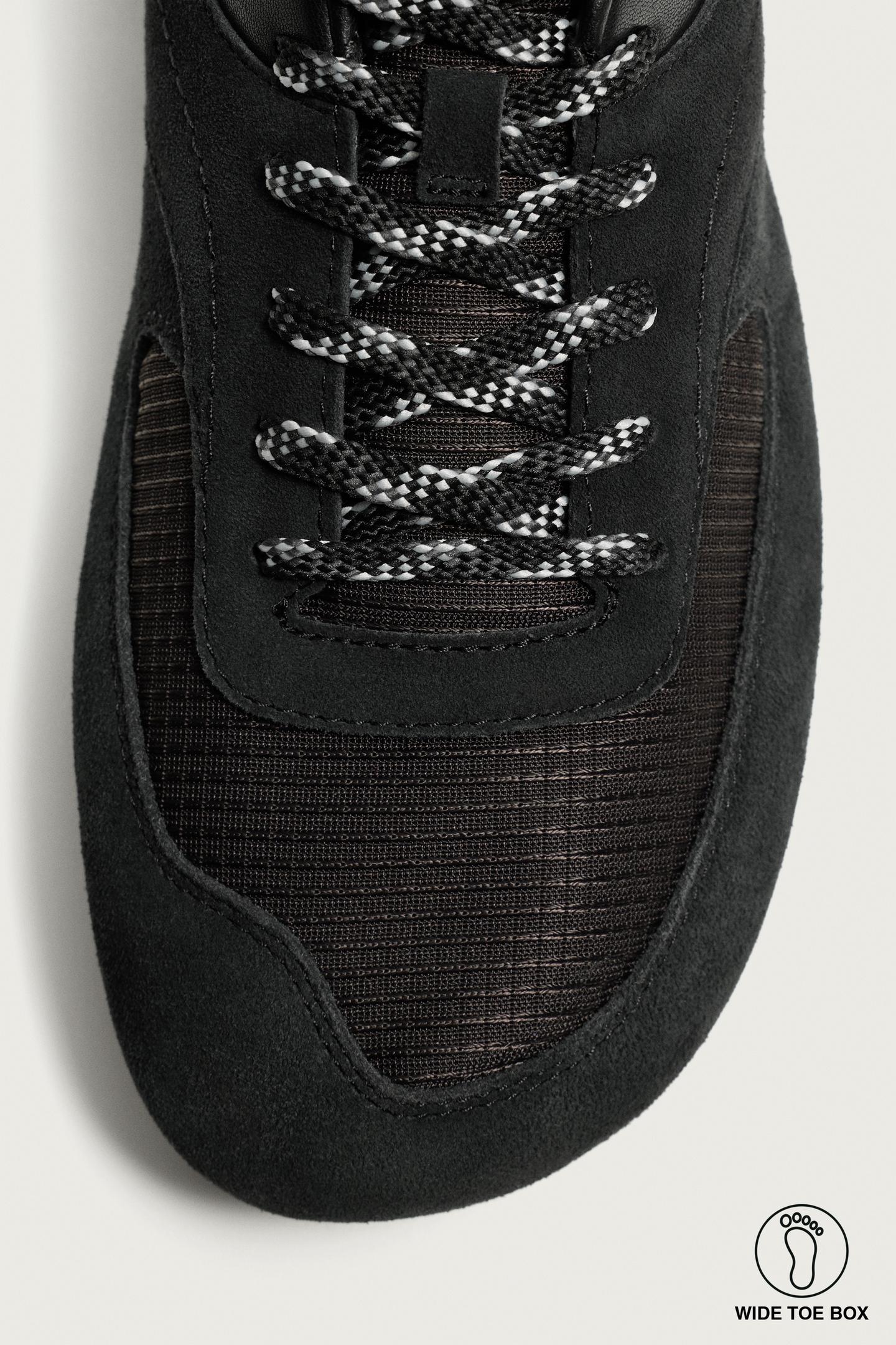 Мужские кроссовки Zara Barefoot Leather Detail, цвет: Чёрный — фото 7