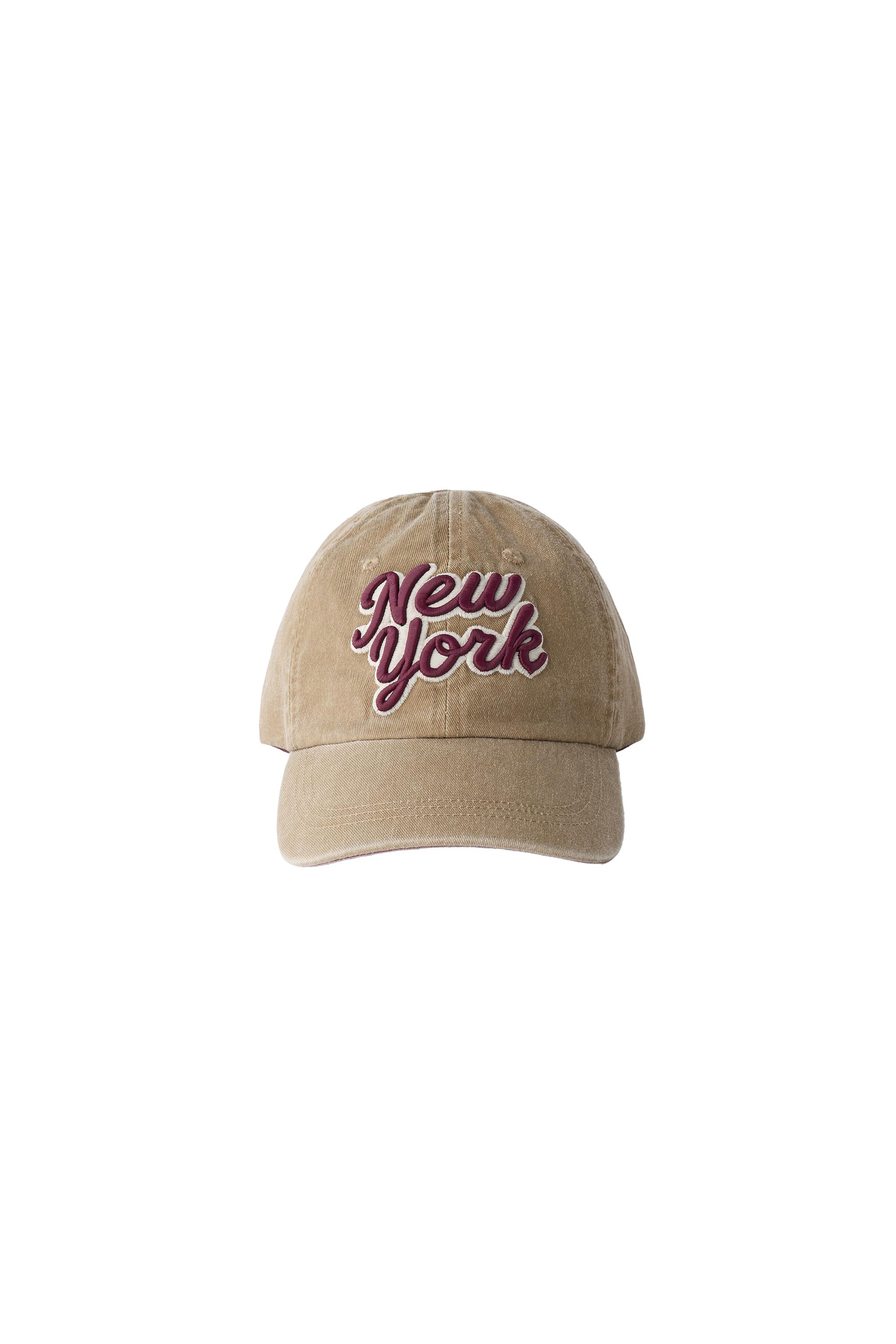 NEW YORK TEXT VARSITY CAP - Dark camel | ZARA United States