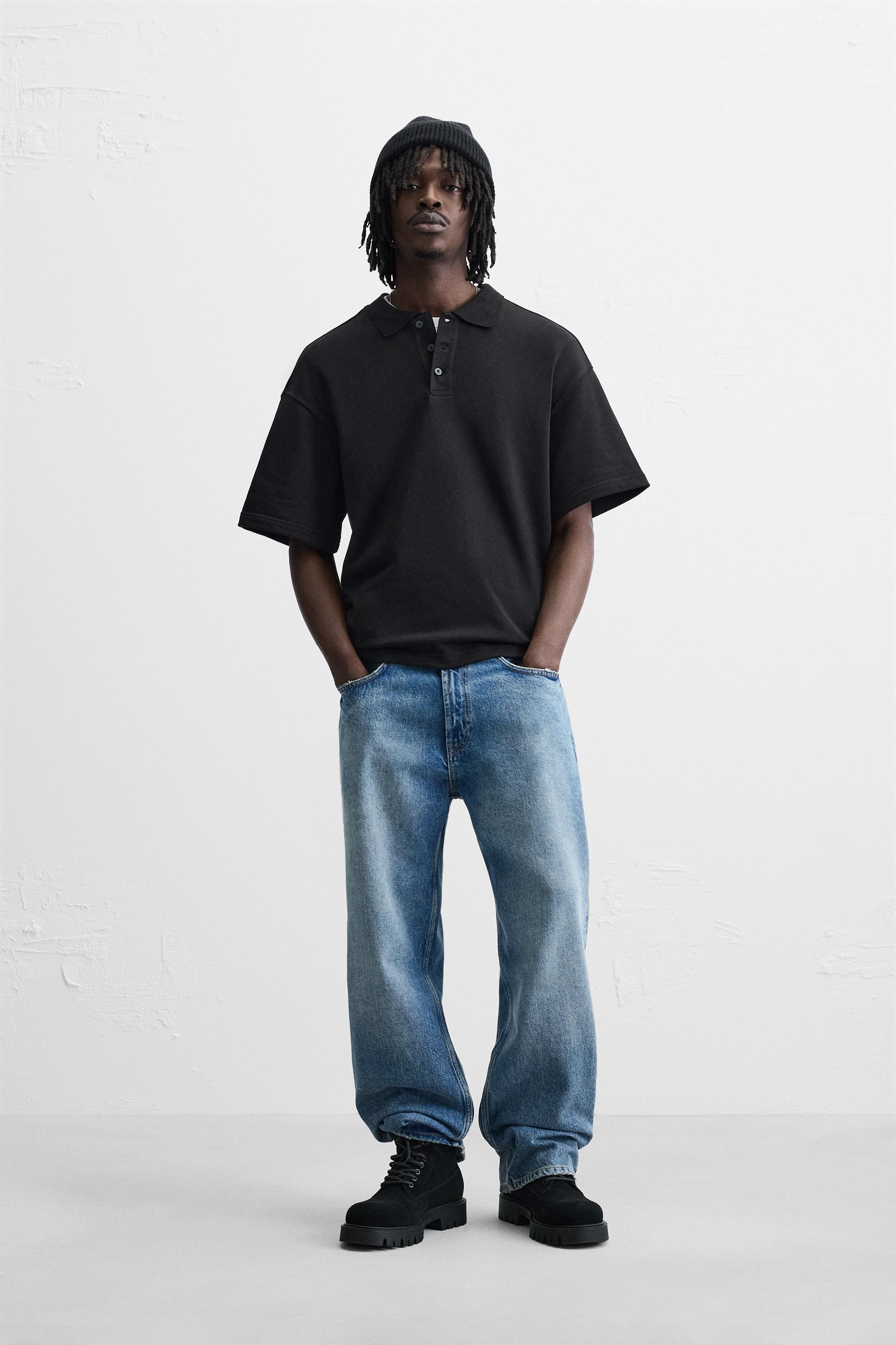 RELAXED FIT POLO SHIRT - Black | ZARA New Zealand