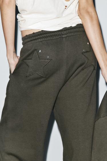 WASHED TROUSERS WITH STAR STUDS - Dark brown by Zara - Image 4