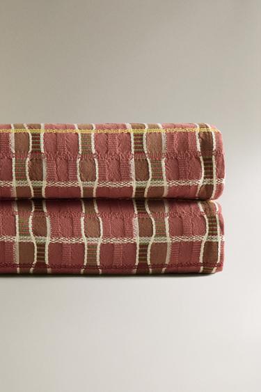 MULTICOLOURED STRIPES COTTON BEDSPREAD - Pink by Zara - Image 4