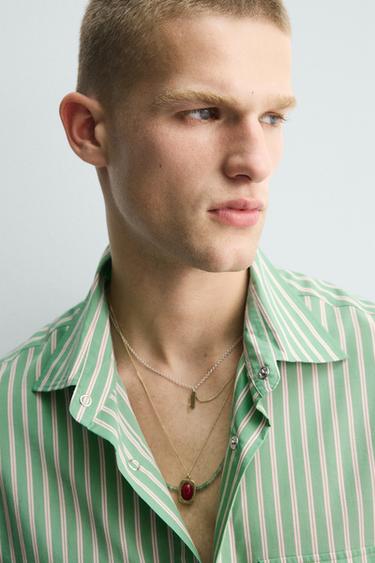 RELAXED FIT STRIPED SHIRT - Turquoise green by Zara - Image 5