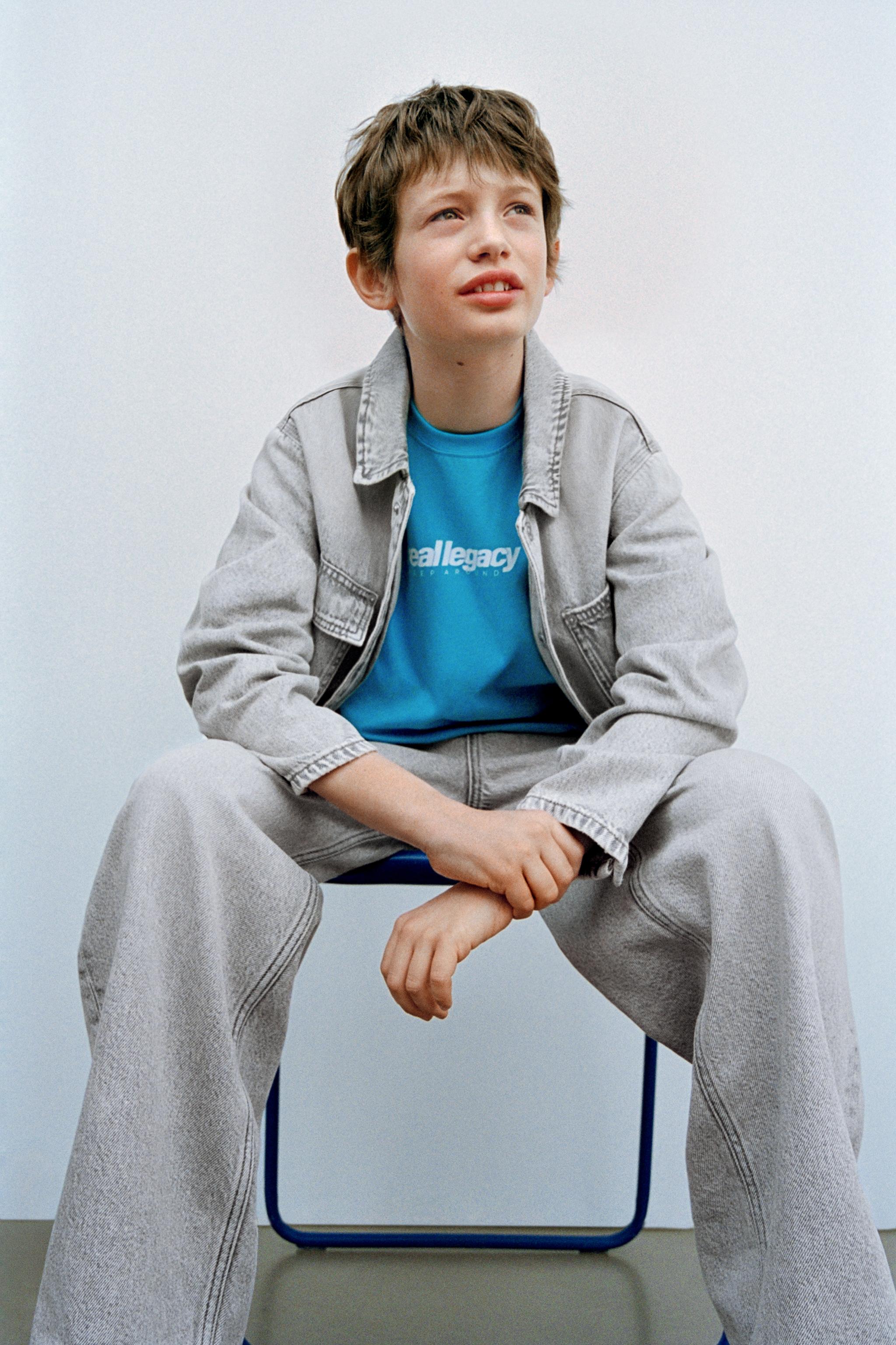 T-SHIRT WITH LABEL PRINT - Turquoise | ZARA India