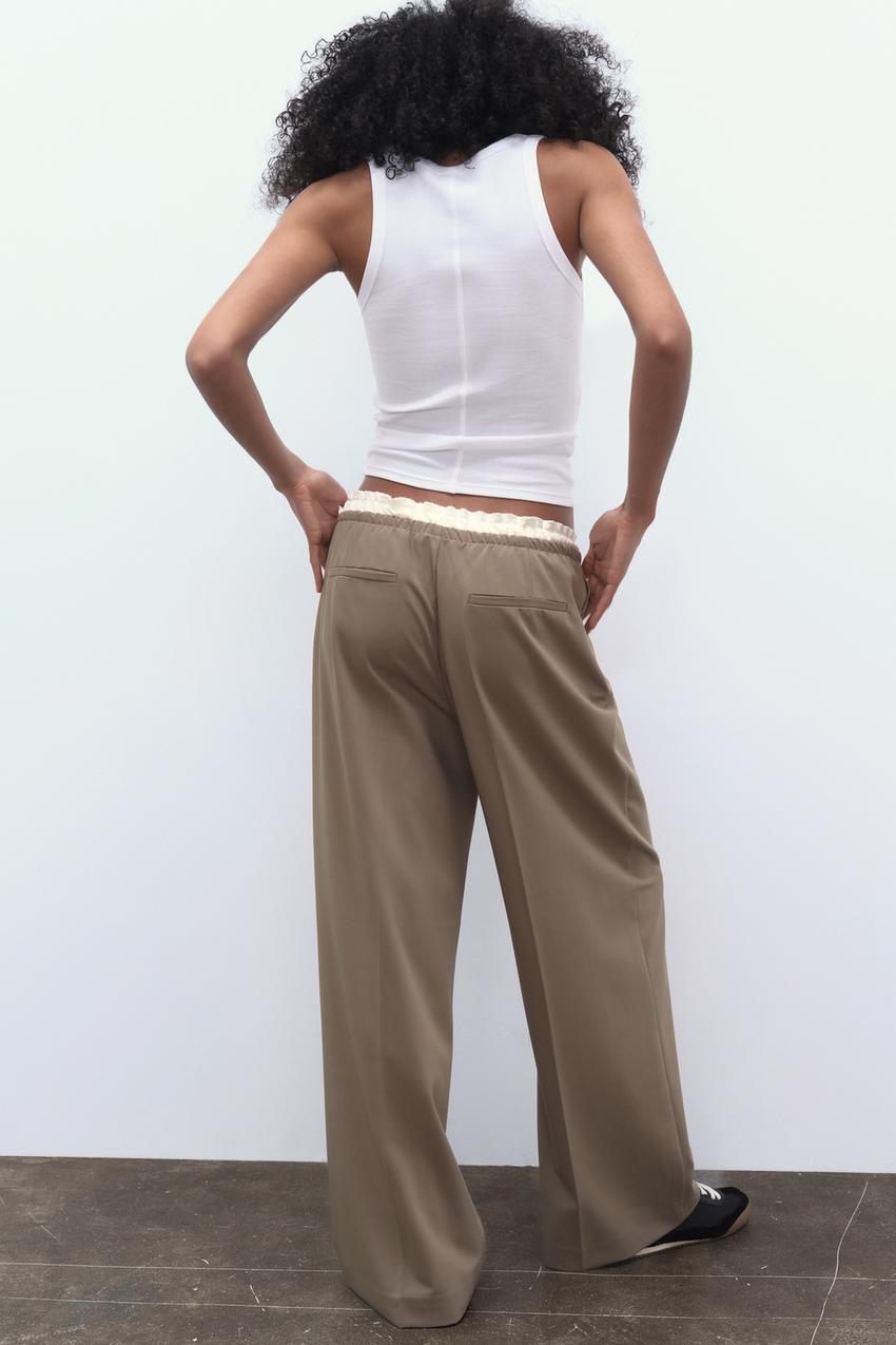 Slim pants Zara Gold size XS International in Spandex - 19985542