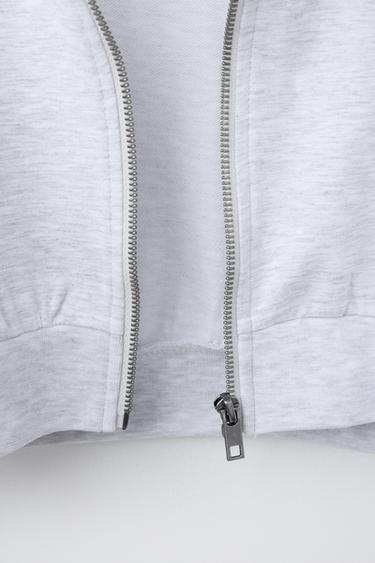 EMBOSSED TEXT HOODIE - Grey marl by Zara