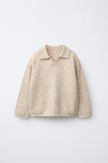 СВИТЕР ПОЛО BOTONATO — СВЕТЛО-БЕЖЕВЫЙ от Zara