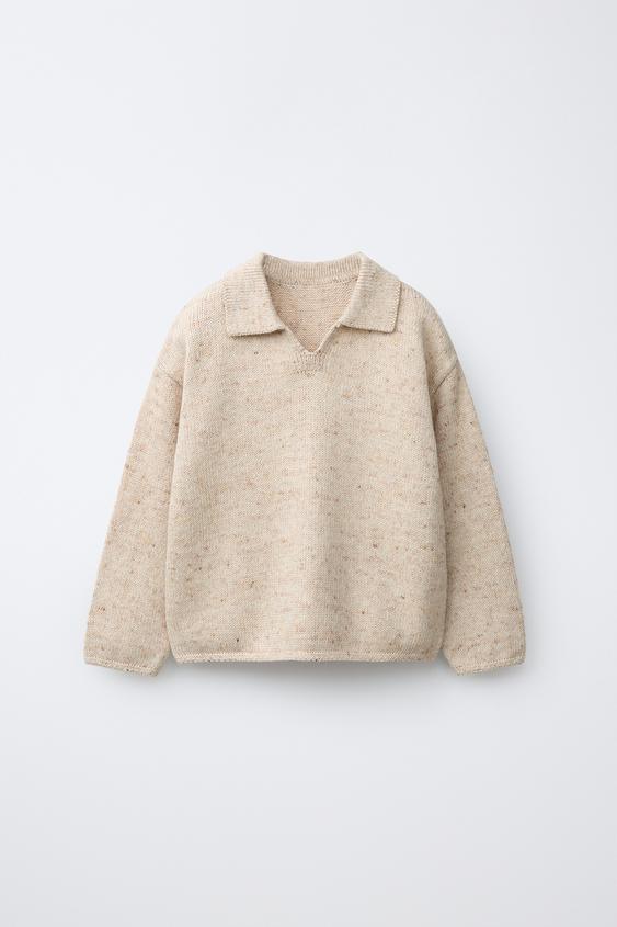 Flecked Polo Jumper - Light beige by Zara - Image 0
