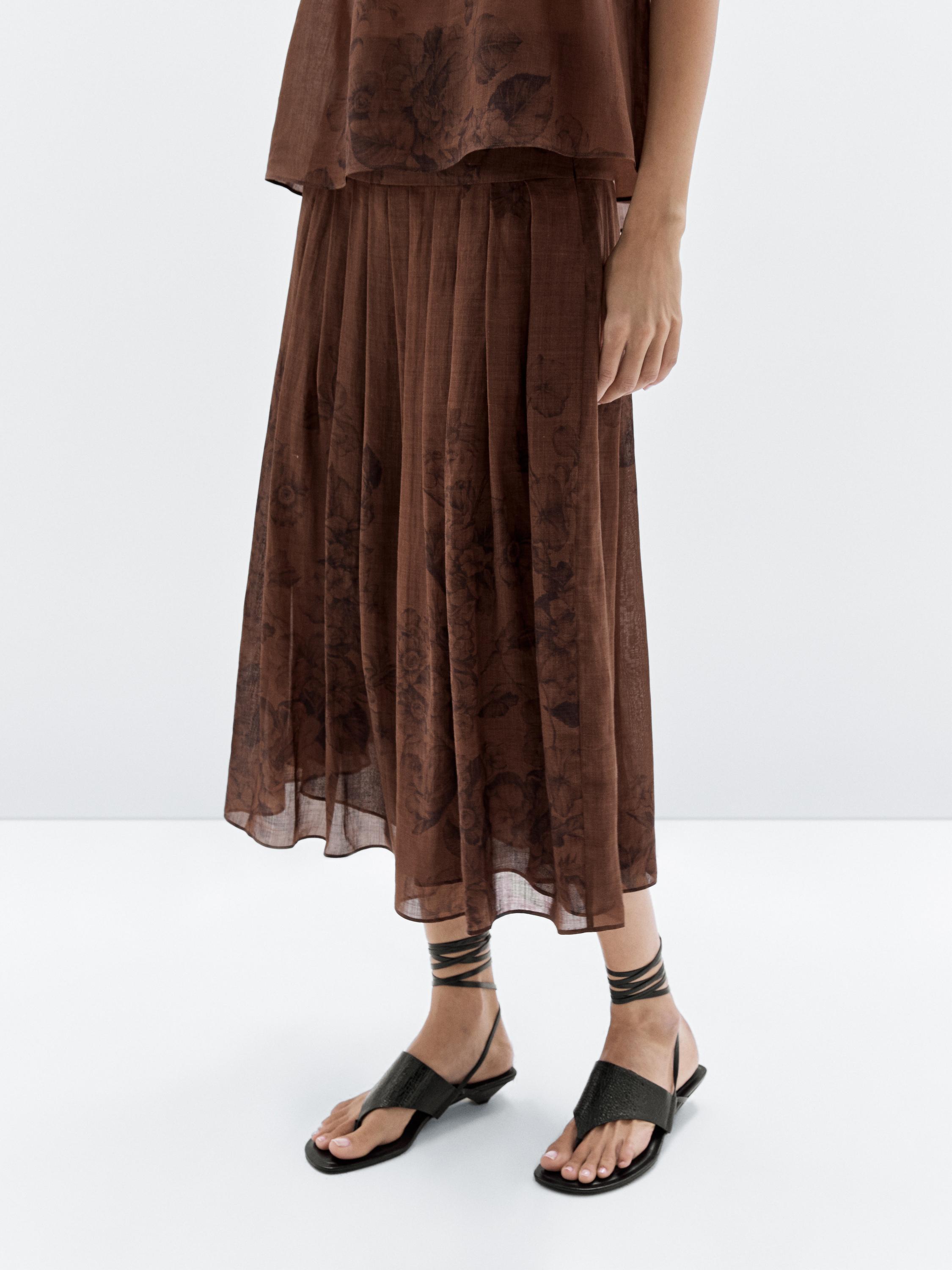 Jupe midi ample imprimé fleurs