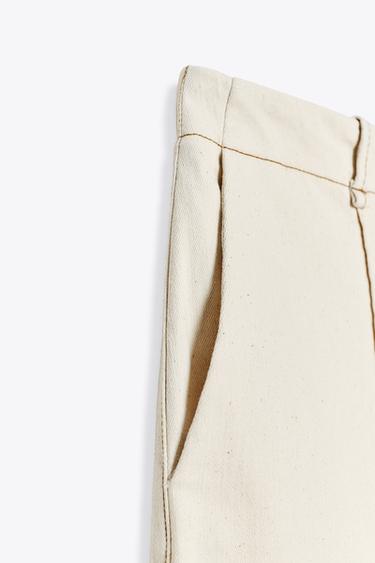 PANTALON JUPE-CULOTTE SURPIQÛRES - Écru de Zara - Image 4