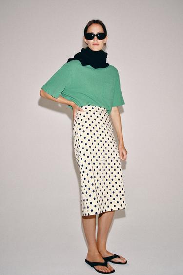 ZW COLLECTION POLKA DOT PENCIL SKIRT - Ecru / Black by Zara - Image 0