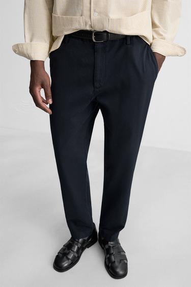 PANTALÓN CHINO TWILL - Marino de Zara