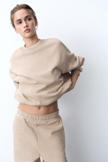 SUDADERA CROPPED GLOBO - Tostado vigoré de Zara