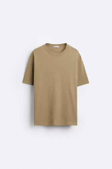 COTTON - HEMP T-SHIRT - Khaki by Zara