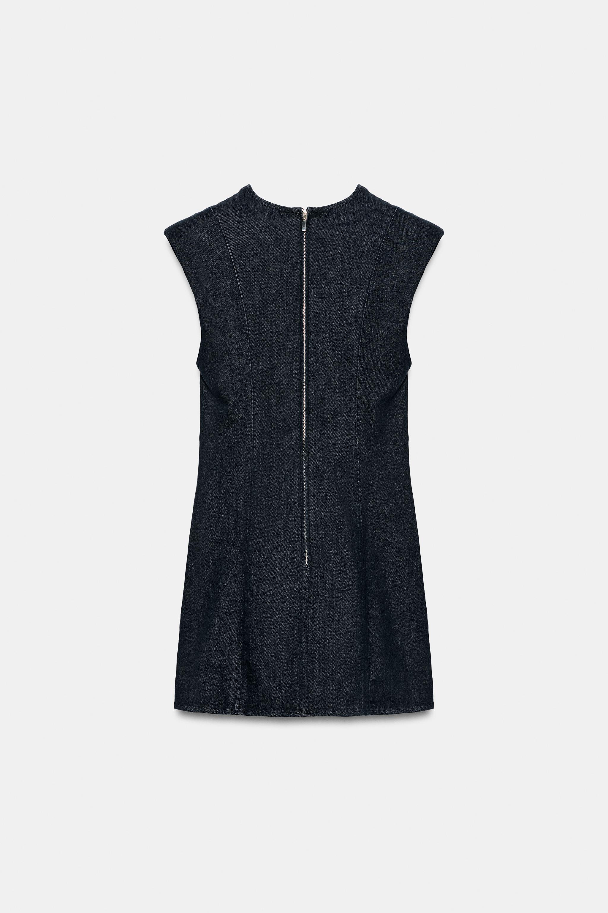 TRF DENIM DRESS WITH SHOULDER PADS