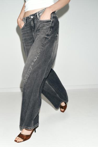 Z1975 WIDE LEG MID-WAIST SEAM JEANS - Grey by Zara - Image 3