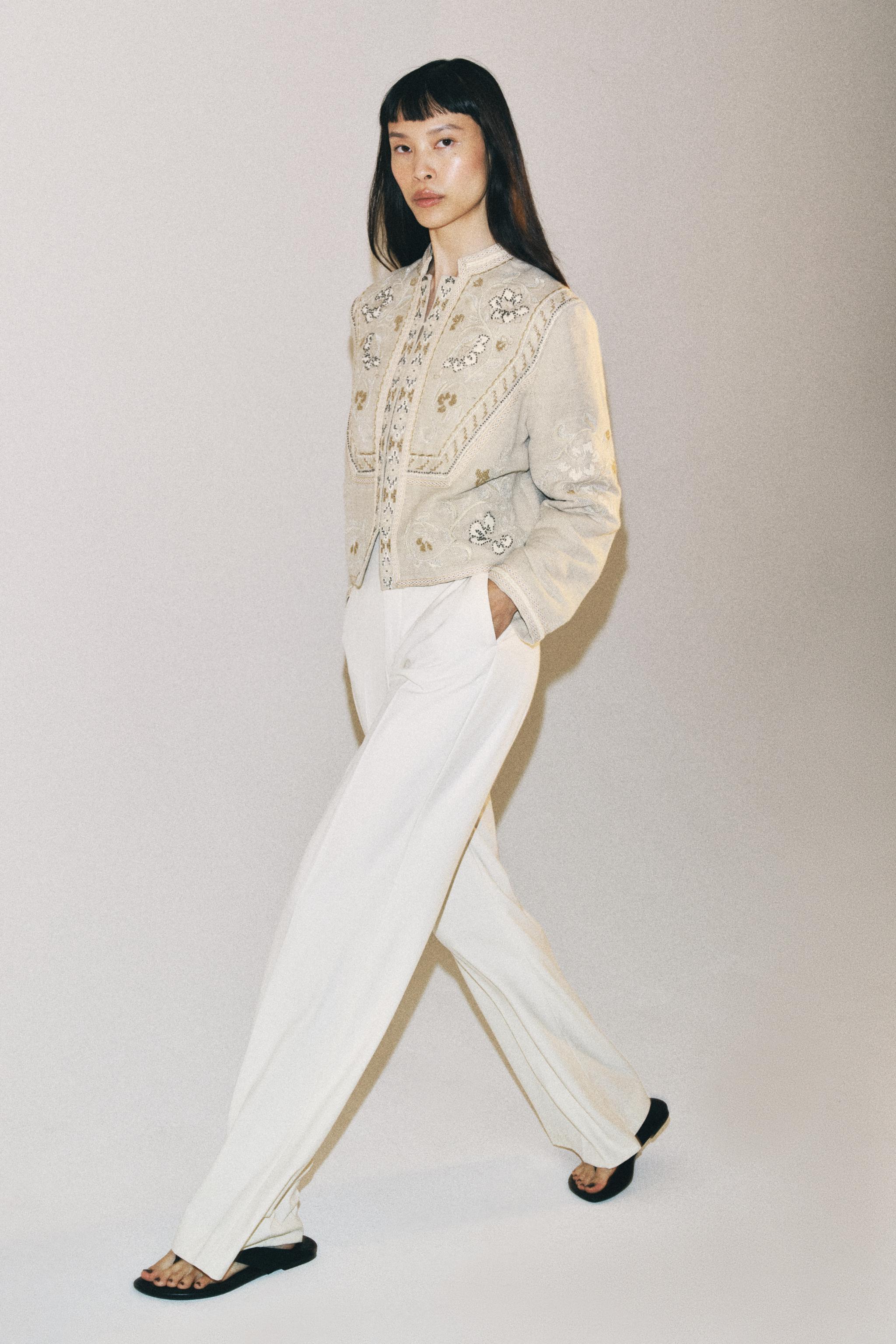 ZWコレクション 刺繍ジャケット - ベージュ | ZARA Japan / 日本