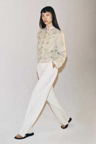 CHAQUETA BORDADOS ZW COLLECTION - Beige de Zara - Imagen 0