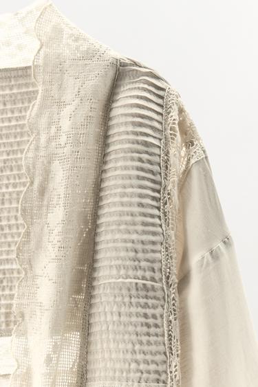 PEIGNOIR PLIS DENTELLE LIMITED EDITION - Blanc cassé de Zara - Image 5