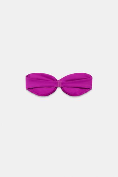 UNDERWIRED BANDEAU BIKINI TOP - Magenta by Zara - Image 3