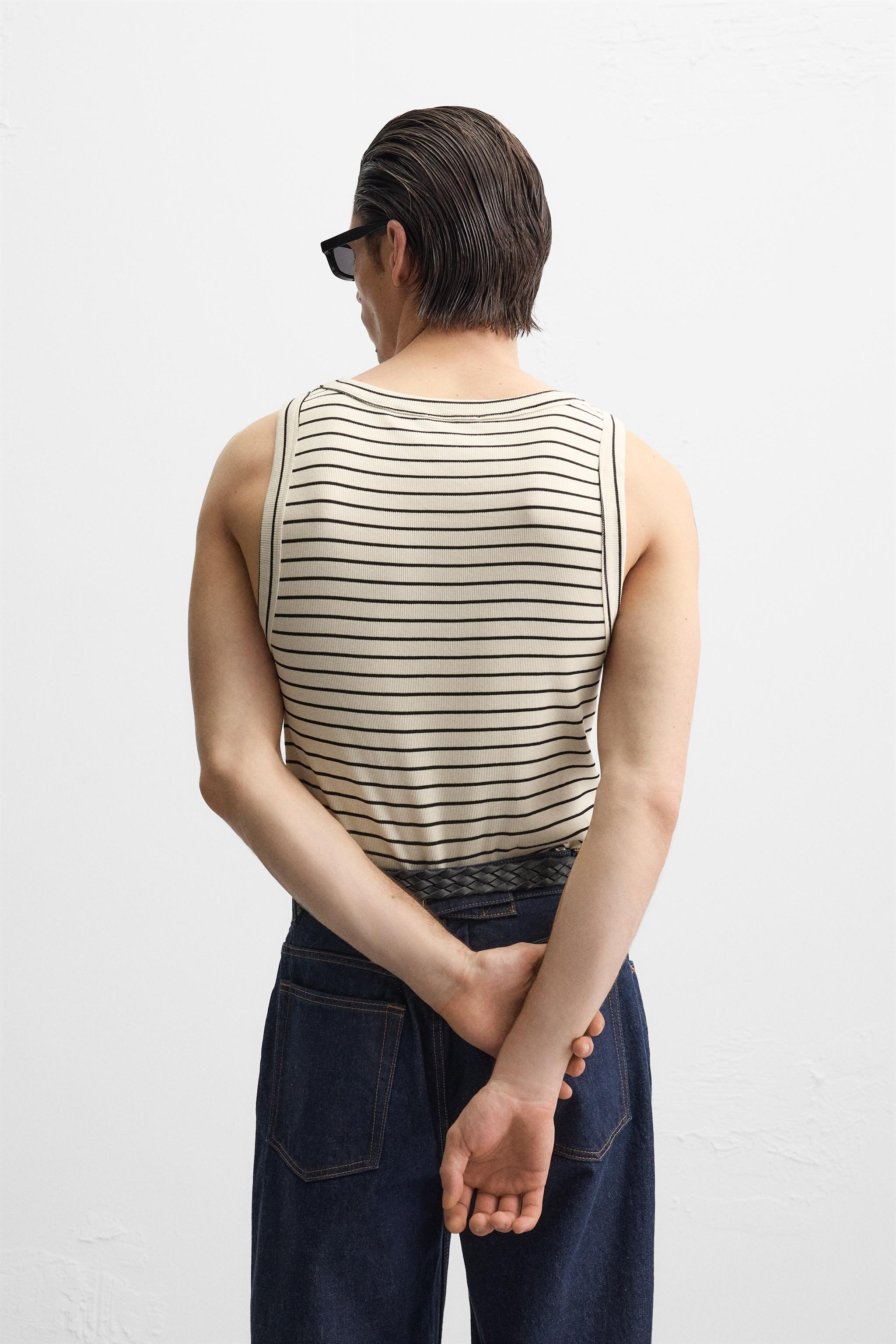 【ZARA】ジャカードストライプタンクトップ 6462/412/712 ストライプ柄ジャカードニットタンクトップ（限定版） - レッド