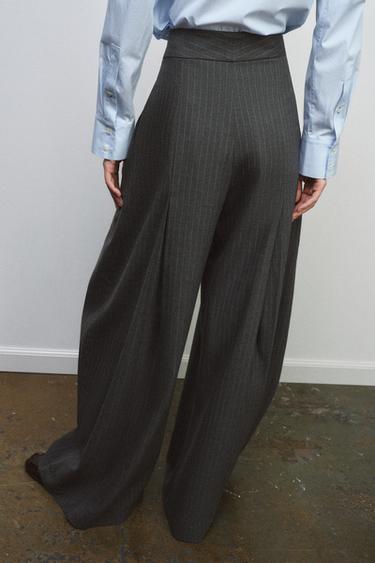 PANTALON WIDE LEG À PINCES ZW COLLECTION - Gris de Zara - Image 2