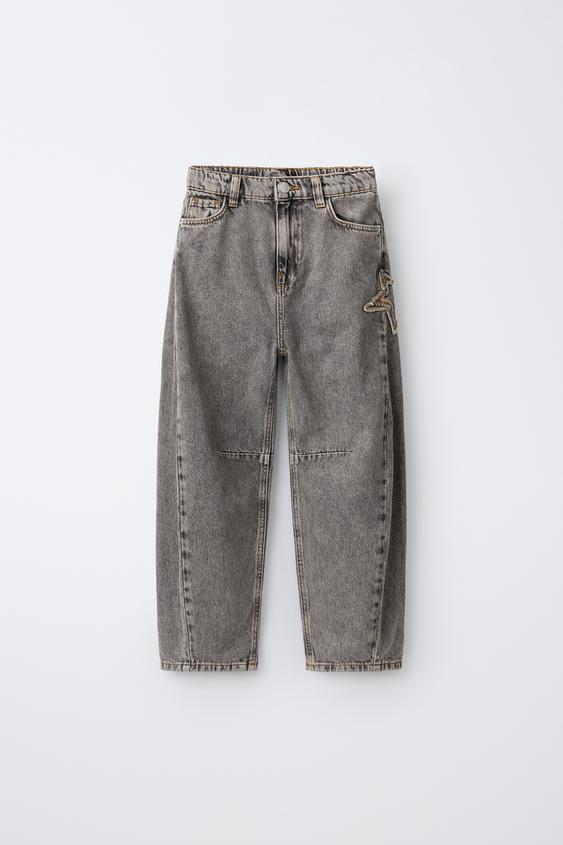 DENIM BARREL PARCHE - Gris oscuro de Zara - Imagen 0