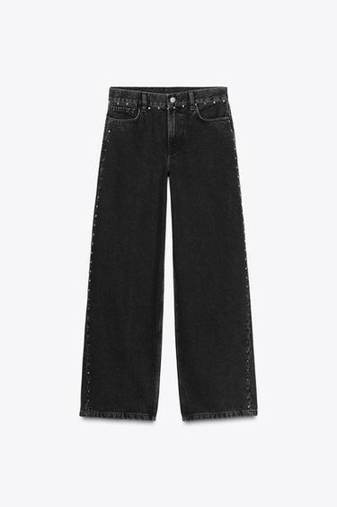 ZW COLLECTION HIGH-WAIST STUDDED JEANS - Black by Zara - Image 0