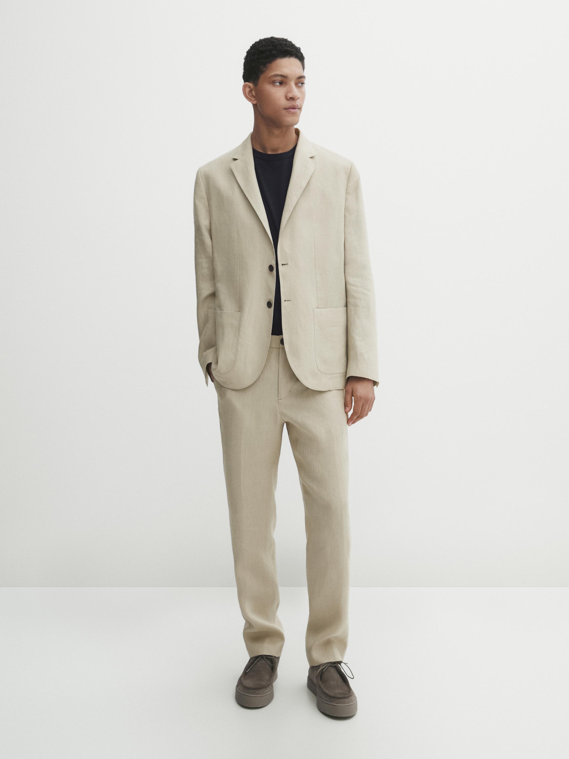 100% linen suit trousers - Beige | ZARA United States