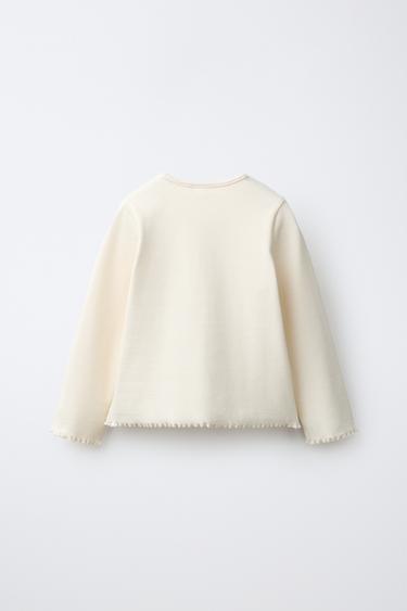 EMBROIDERED RIBBED T-SHIRT — Ecru 2