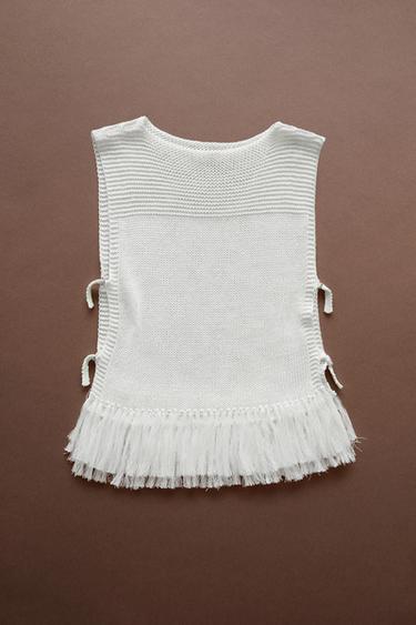Fringe detail knit top - STUDIO — White 1