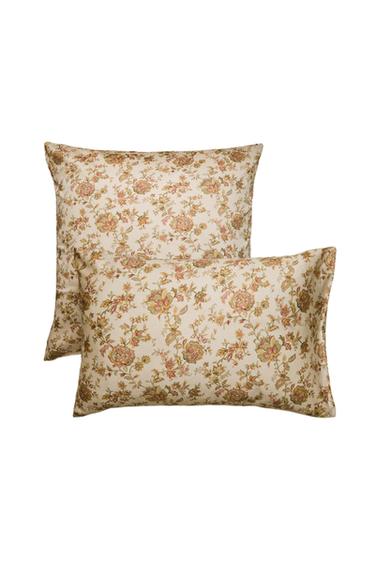 FLORAL SATEEN PILLOWCASE - Beige by Zara