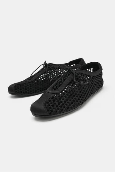 MESH DERBY SHOES WITH BOW — Black 2