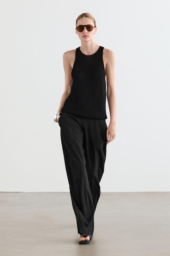 Wool blend trousers with seam detail from Zara - $220