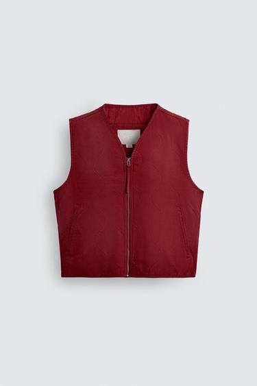 GILET MATELASSÉ DÉLAVÉ - Rouge de Zara - Image 9