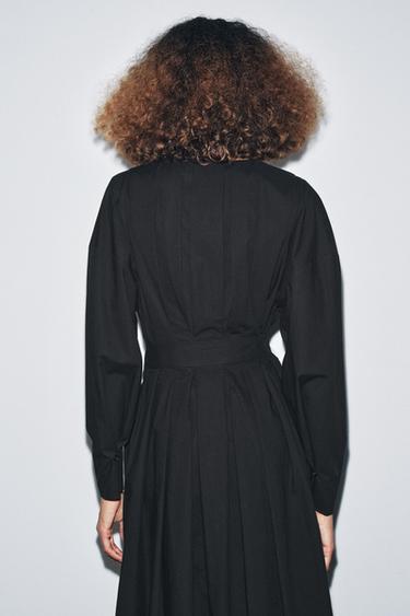 ZW COLLECTION PLEATED MIDI DRESS - Black by Zara - Image 1