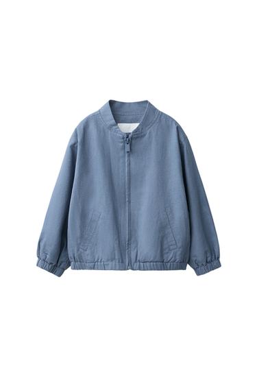Zara 棉麻飛行員外套 - 藍色 - 圖片 0