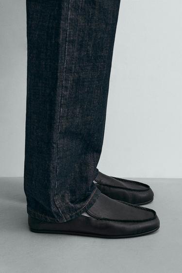 LEATHER LOAFERS - Black by Zara - Image 0