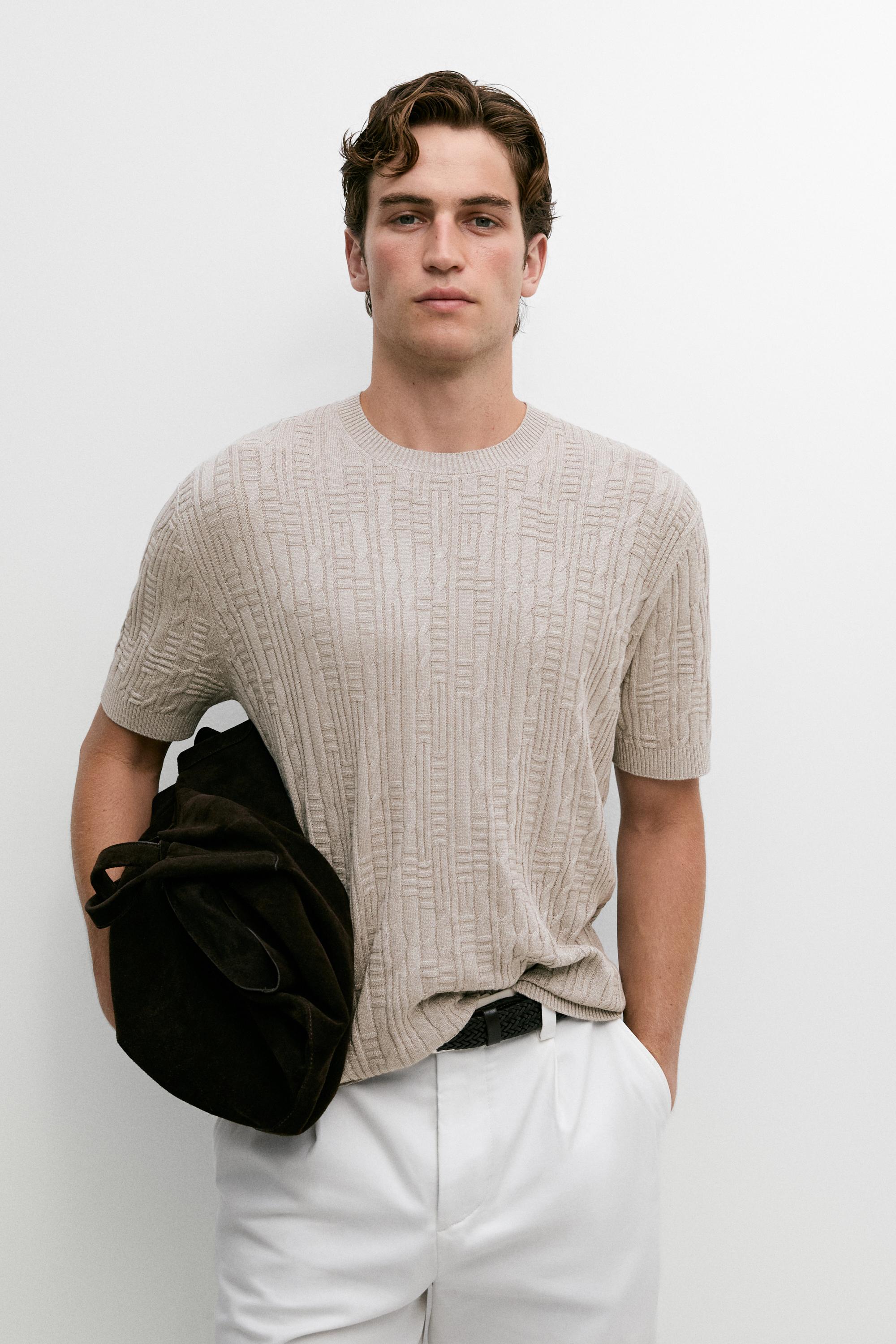 Cotton blend knit sweater — Mink