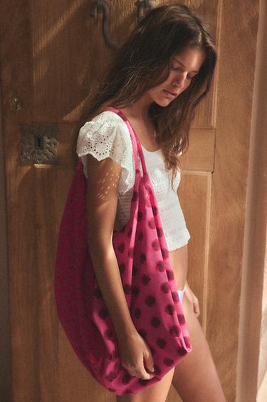 КОМБИНИРОВАННАЯ МАКСИ-СУМКА С ПРИНТОМ — РОЗОВЫЙ от Zara