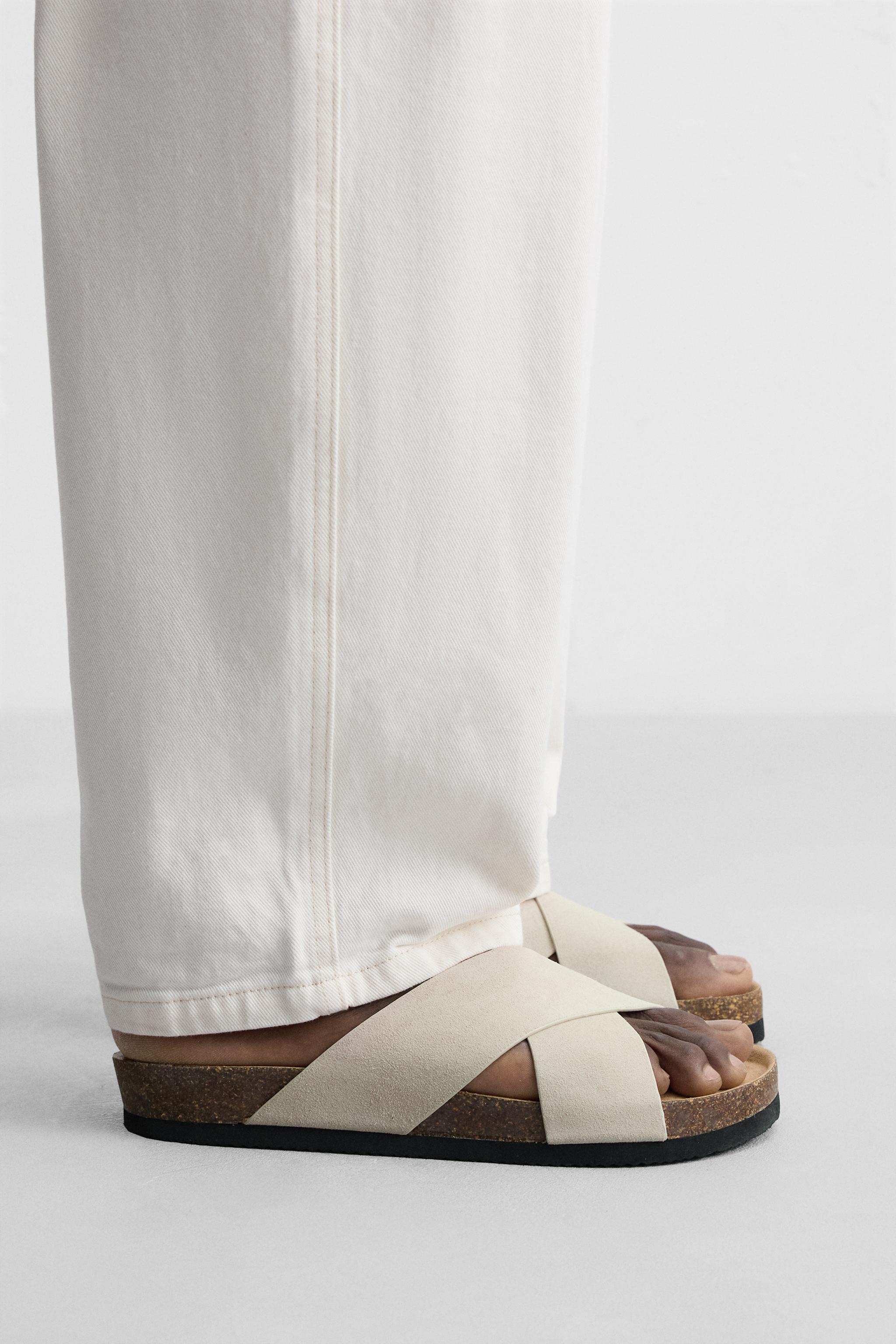 CROSSOVER LEATHER SANDALS - Ecru White | ZARA South Africa