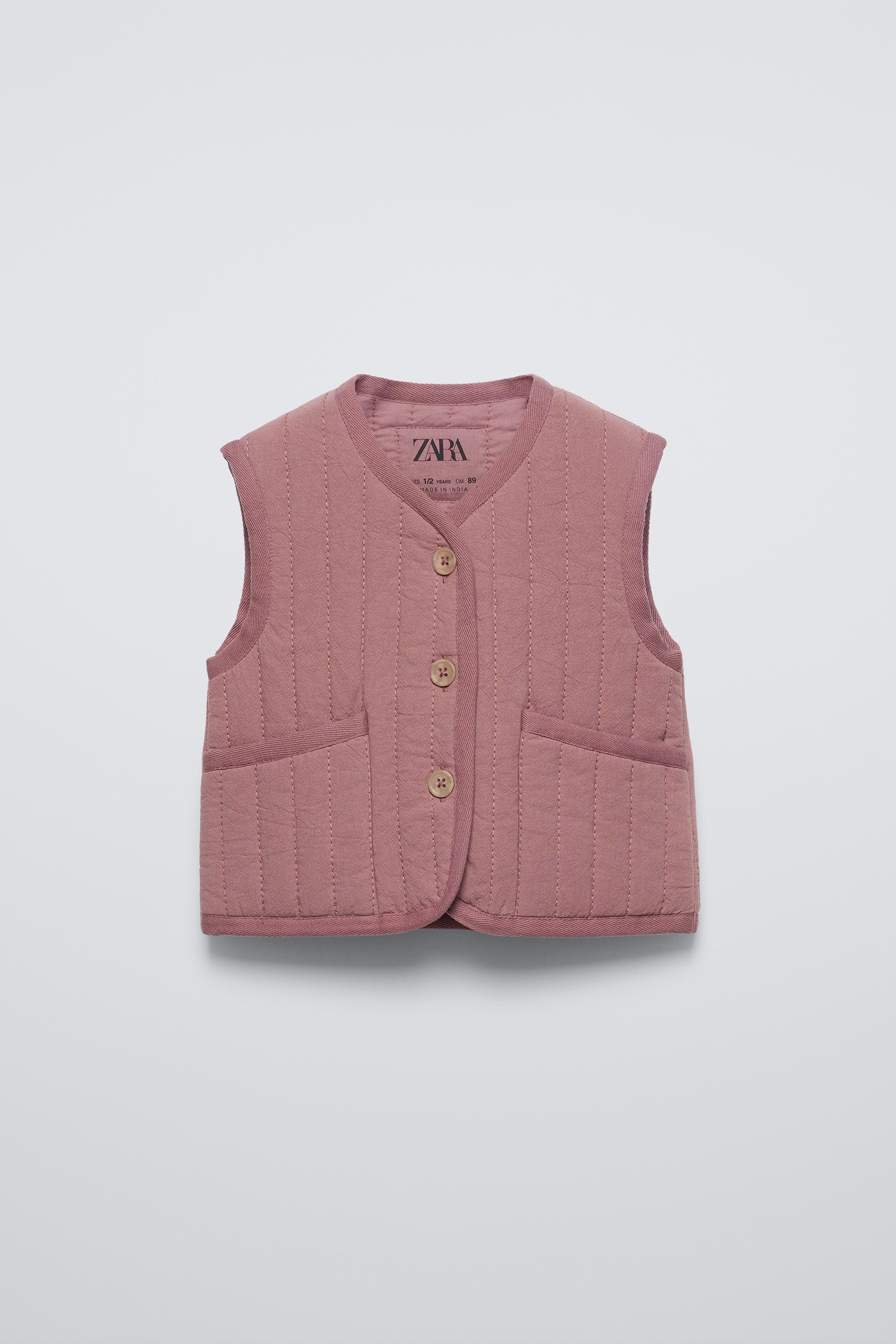 Zara Quilted Reversible Zip Up Puffer Vest Bubblegum Pink deals & Tan Small