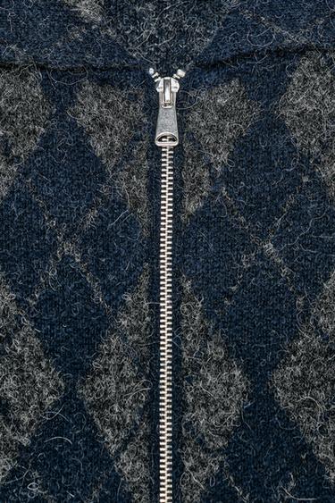 VESTE BOMBER EN MAILLE LOSANGES - unique de Zara - Image 8